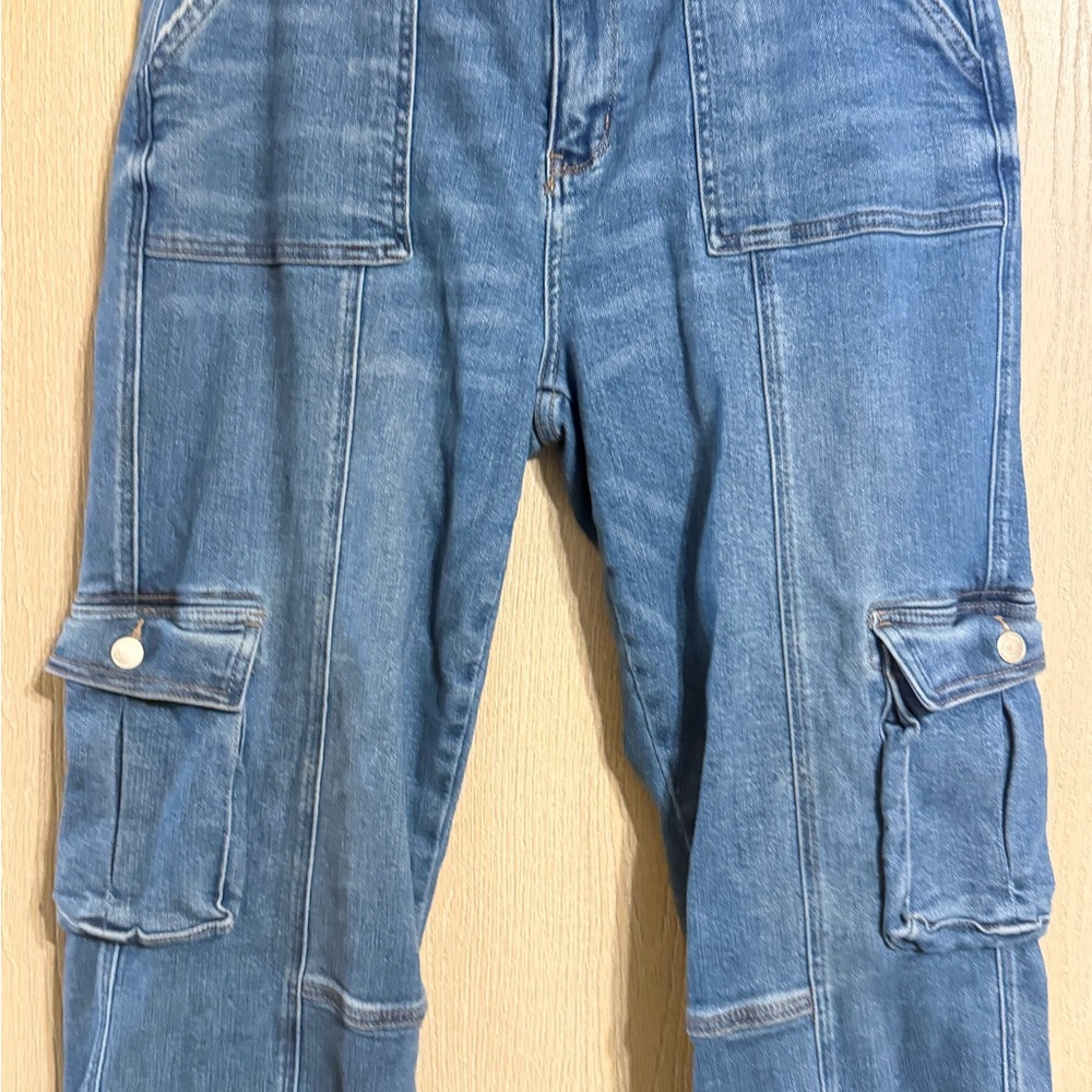 Judy Blue Wide Leg Blue Cargo Jeans - Picture 3 of 13